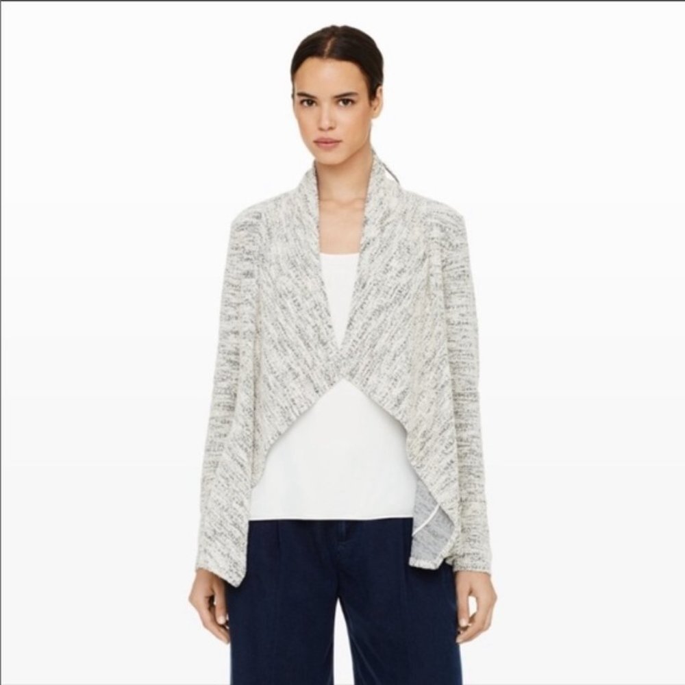 Club Monaco White and Black Waterfall Open Sweater Cardigan Size XS